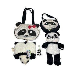 Lot of Panda Plush Bundle Bags Pillow Pets Ty Beanie Arctic Zone Set Cute Gift